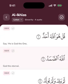 The Soorah reader in the pink light theme.